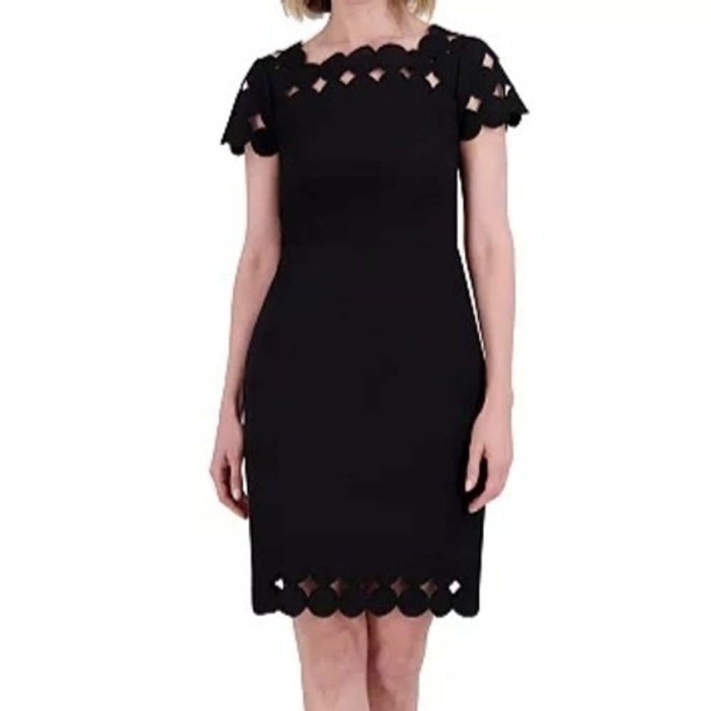 Vince Camuto Square Neck Cutout Shift Knee High Black Dress Womens Size 16 NWT